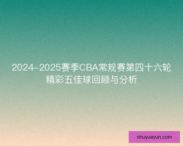2024-2025赛季CBA常规赛第四十六轮精彩五佳球回顾与分析